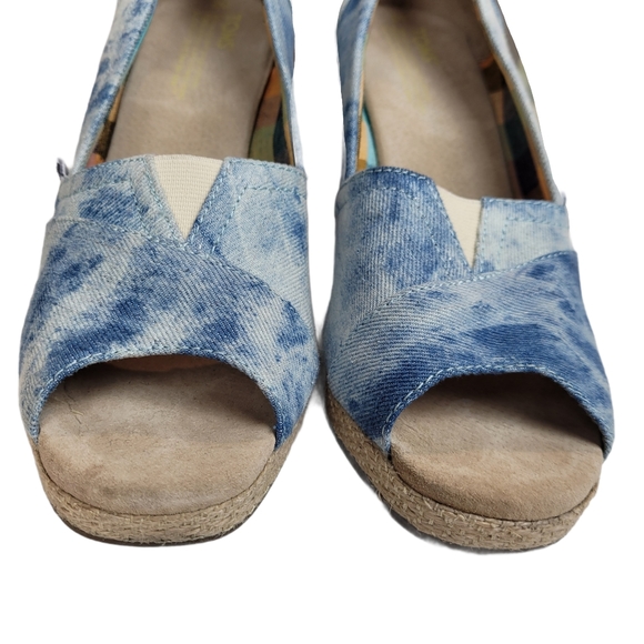 TOMS TDENM Wedges Tie Dyed Denim Espadrille - Picture 5 of 9